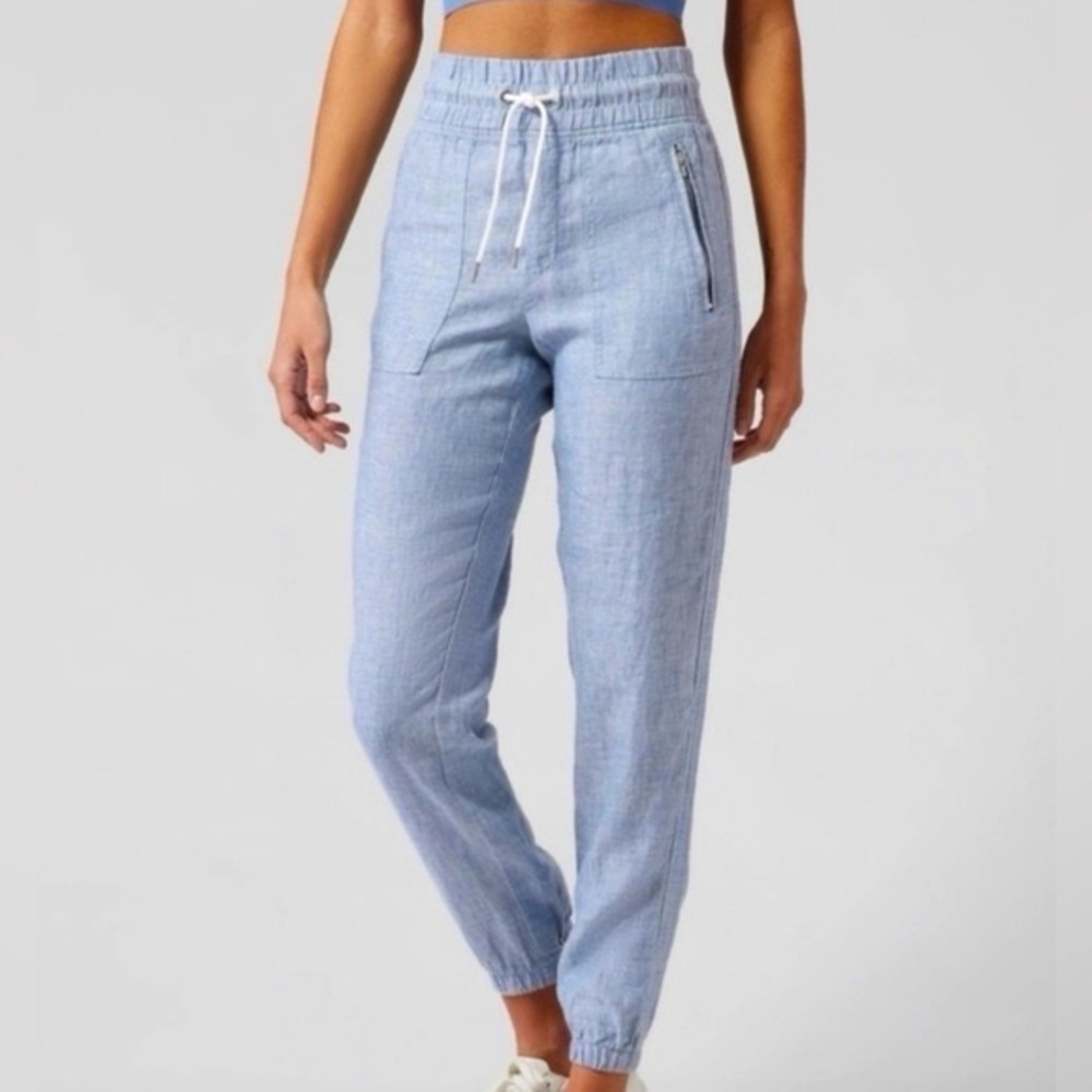 Athleta Cabo Linen Gray Jogger Pants Womens Size 6